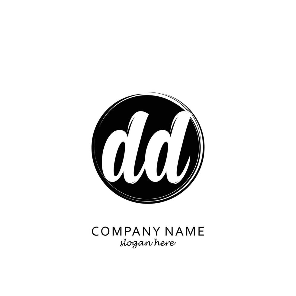 Initial DD with black circle brush logo template vector