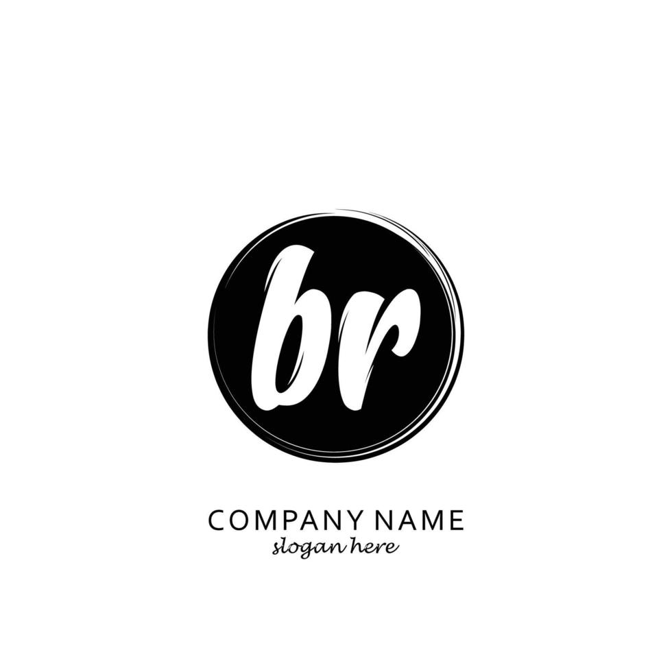 Initial BR with black circle brush logo template vector