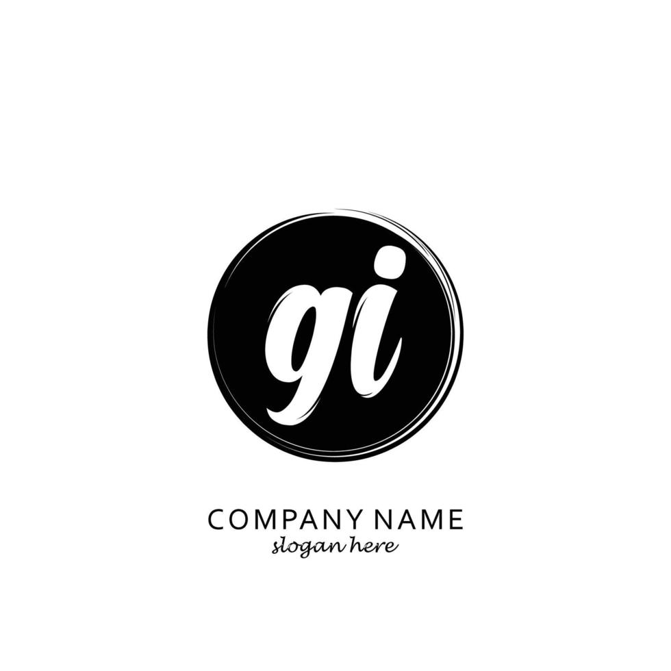 Initial GI with black circle brush logo template vector