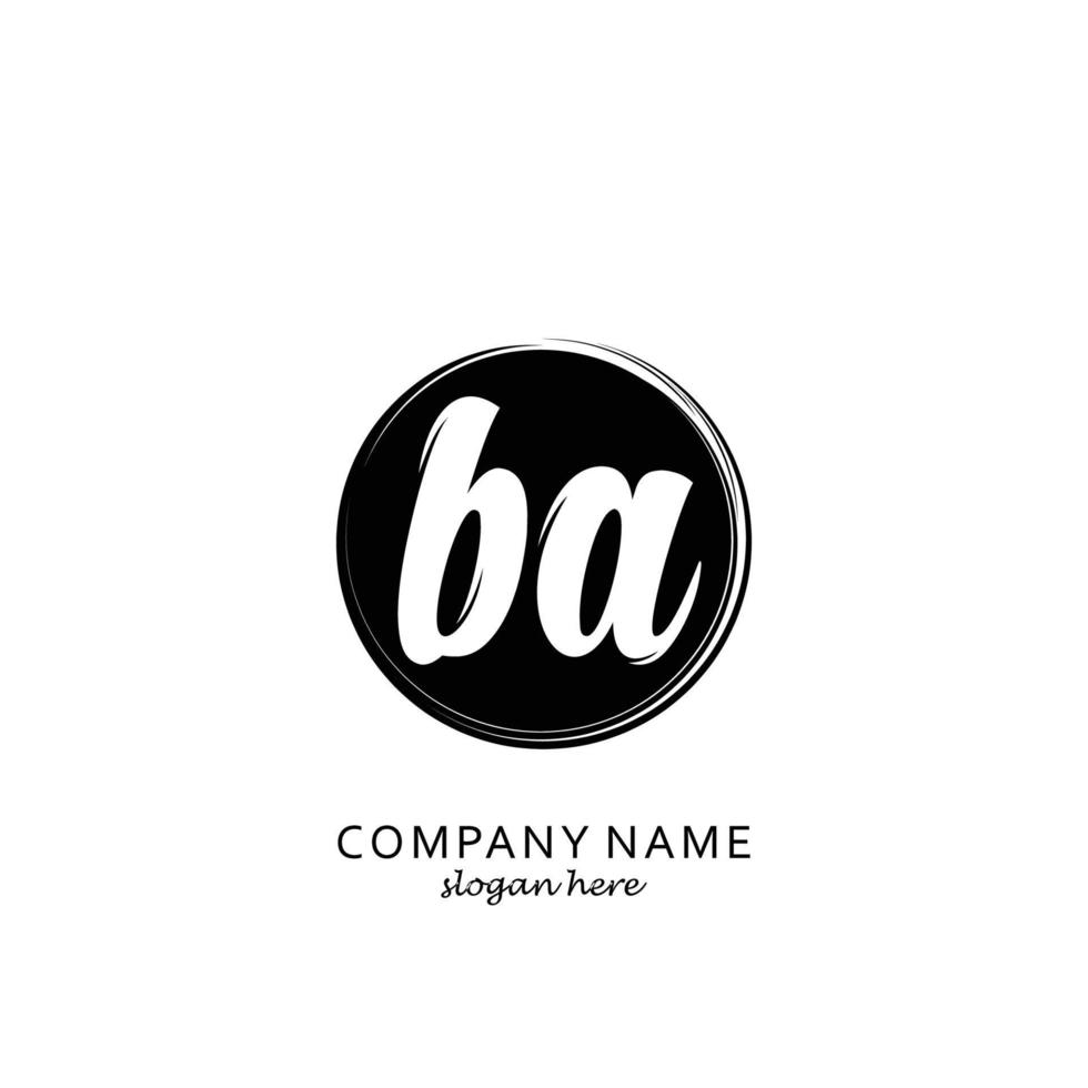 Initial BA with black circle brush logo template vector