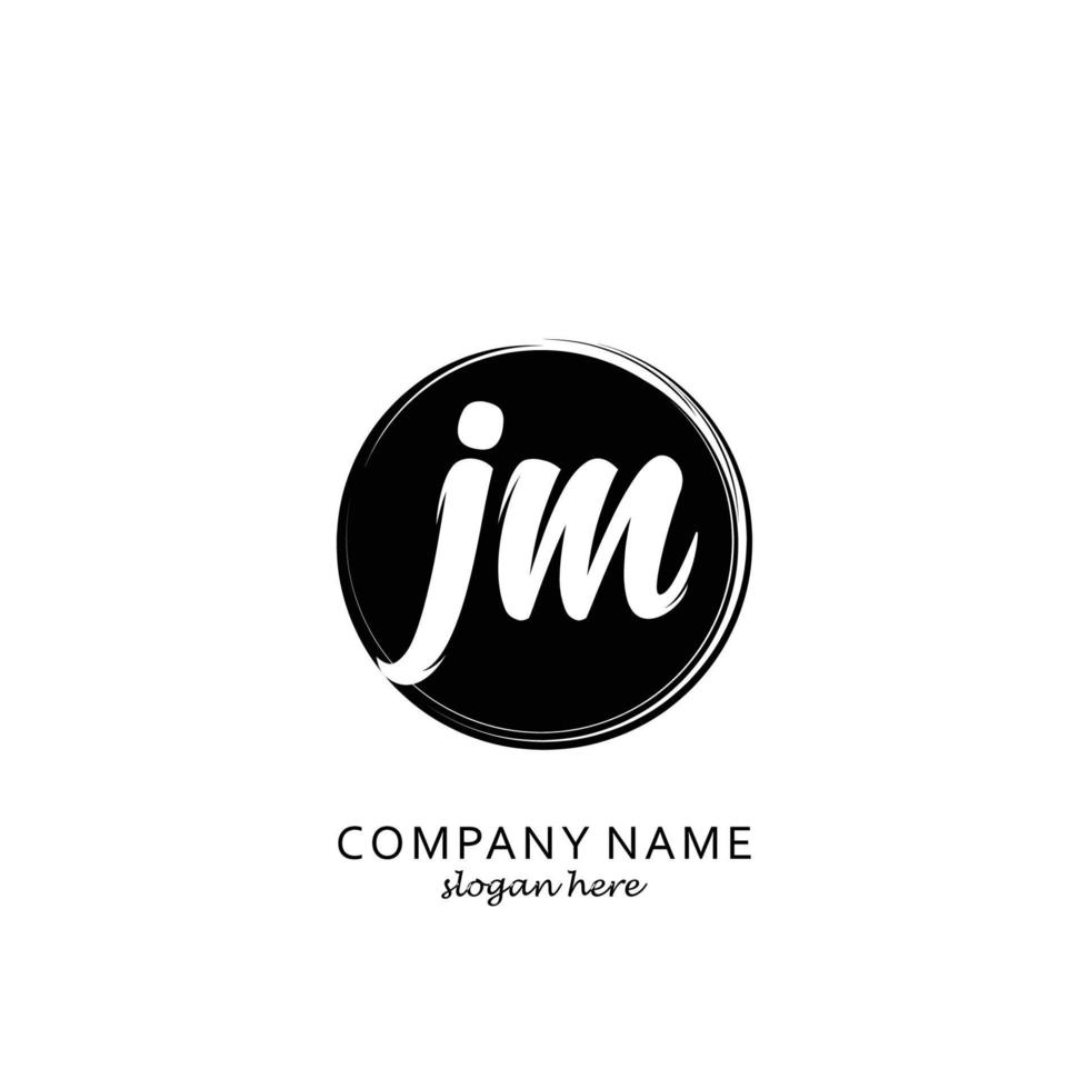 Initial JM with black circle brush logo template vector