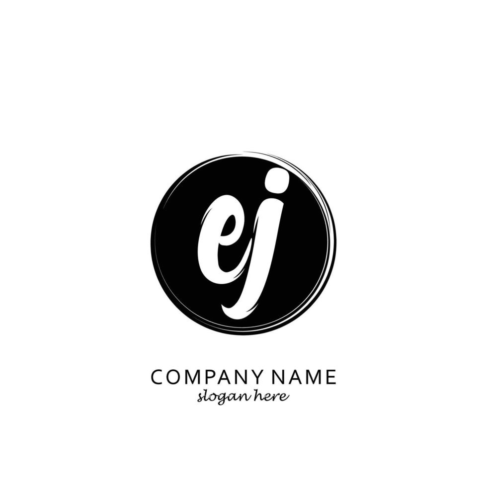 Initial EJ with black circle brush logo template vector