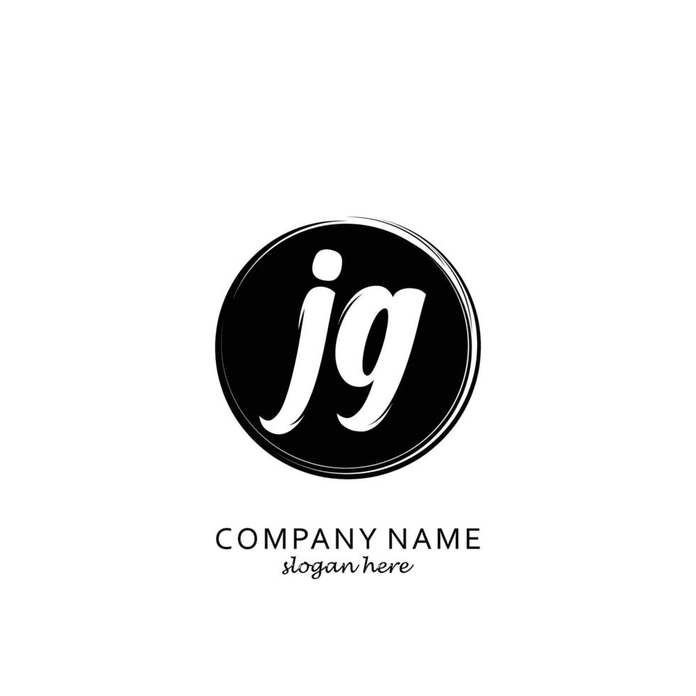 Initial JG with black circle brush logo template vector