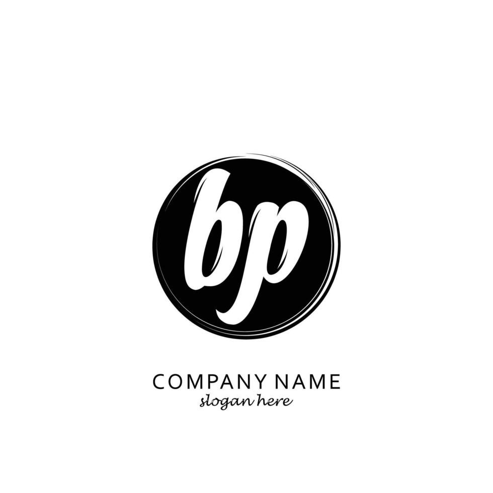 Initial BP with black circle brush logo template vector