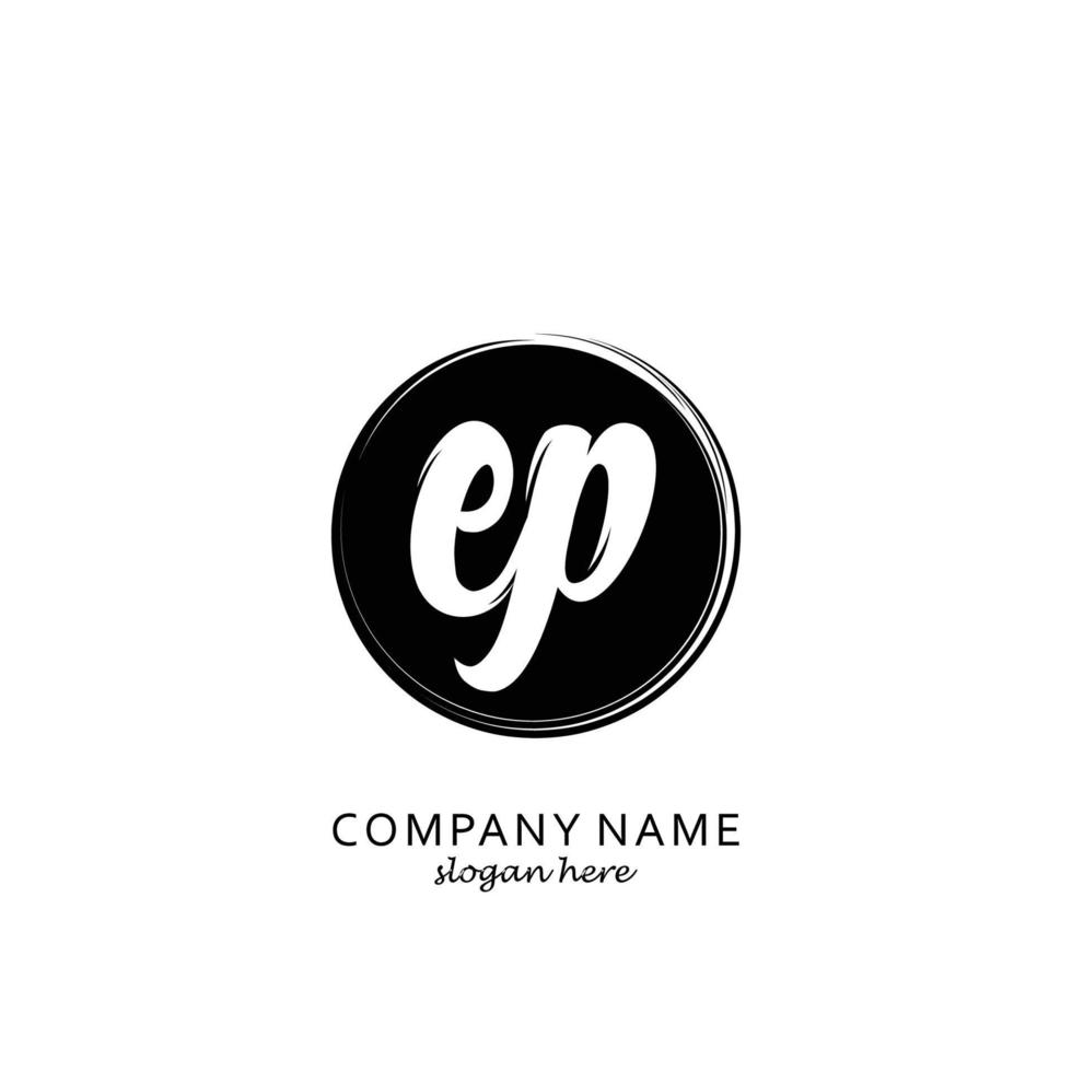 Initial EP with black circle brush logo template vector