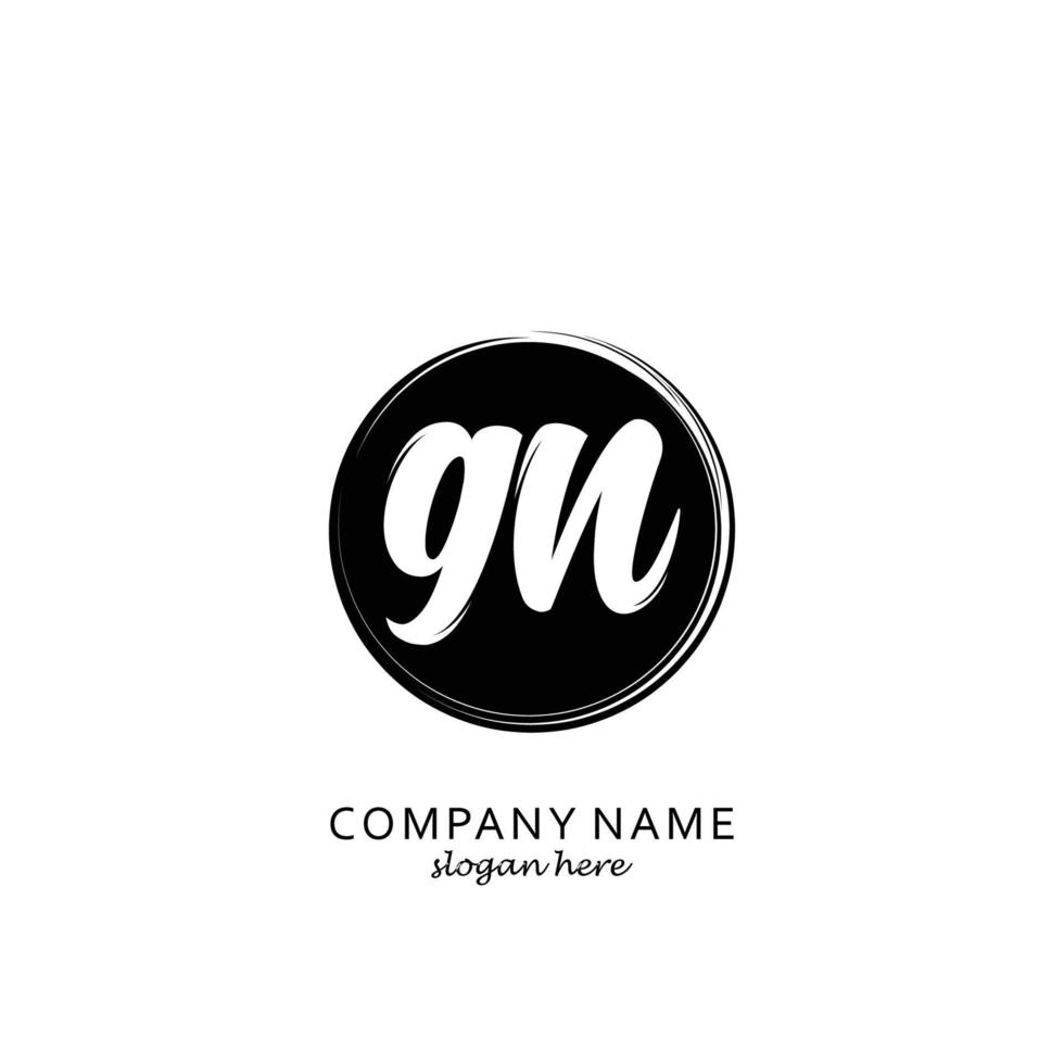 Initial GN with black circle brush logo template vector
