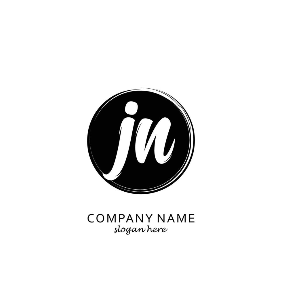 Initial JN with black circle brush logo template vector