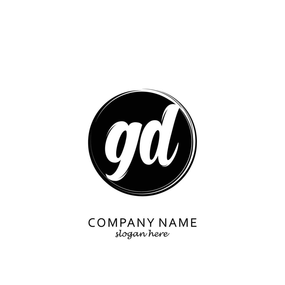 Initial GD with black circle brush logo template vector