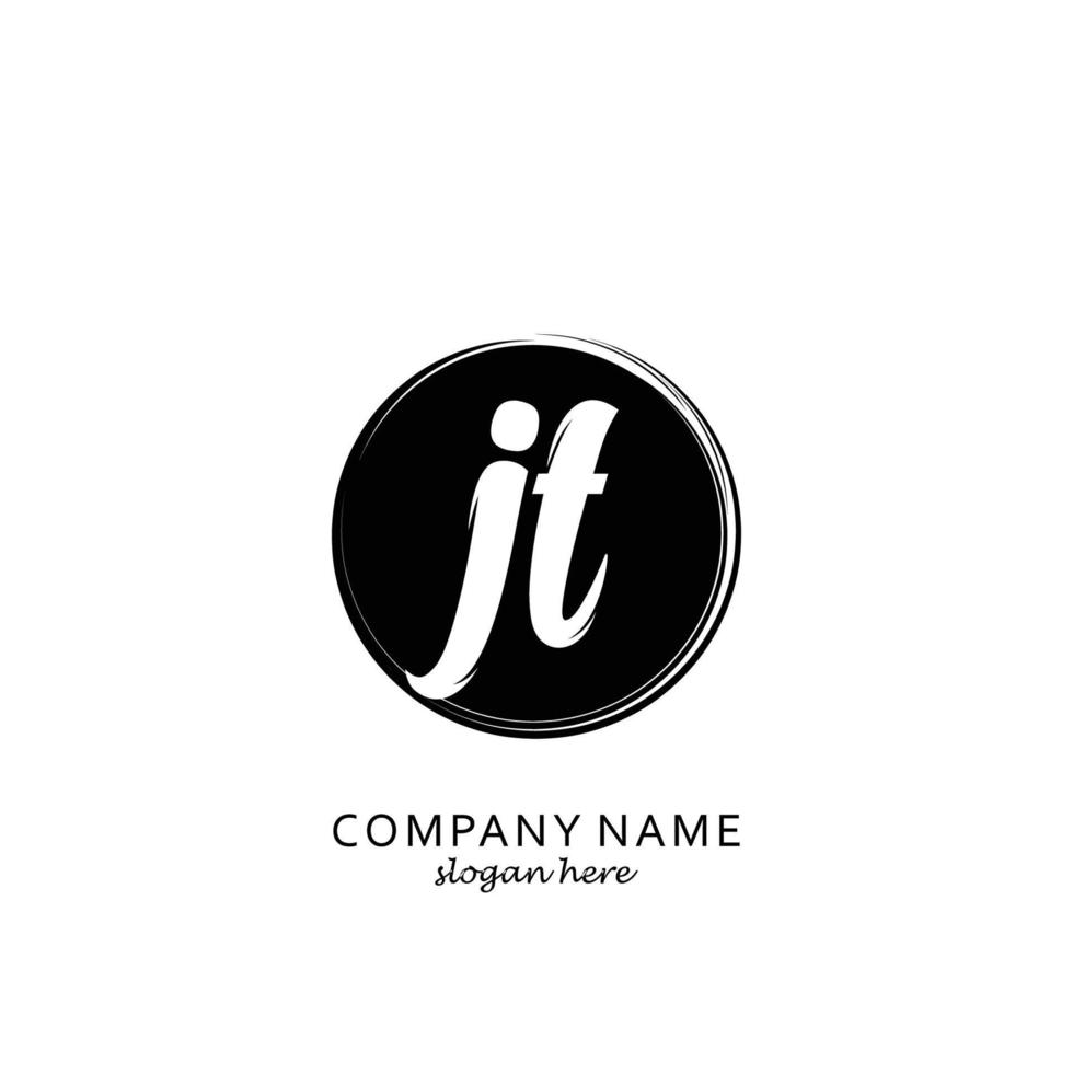 Initial JT with black circle brush logo template vector