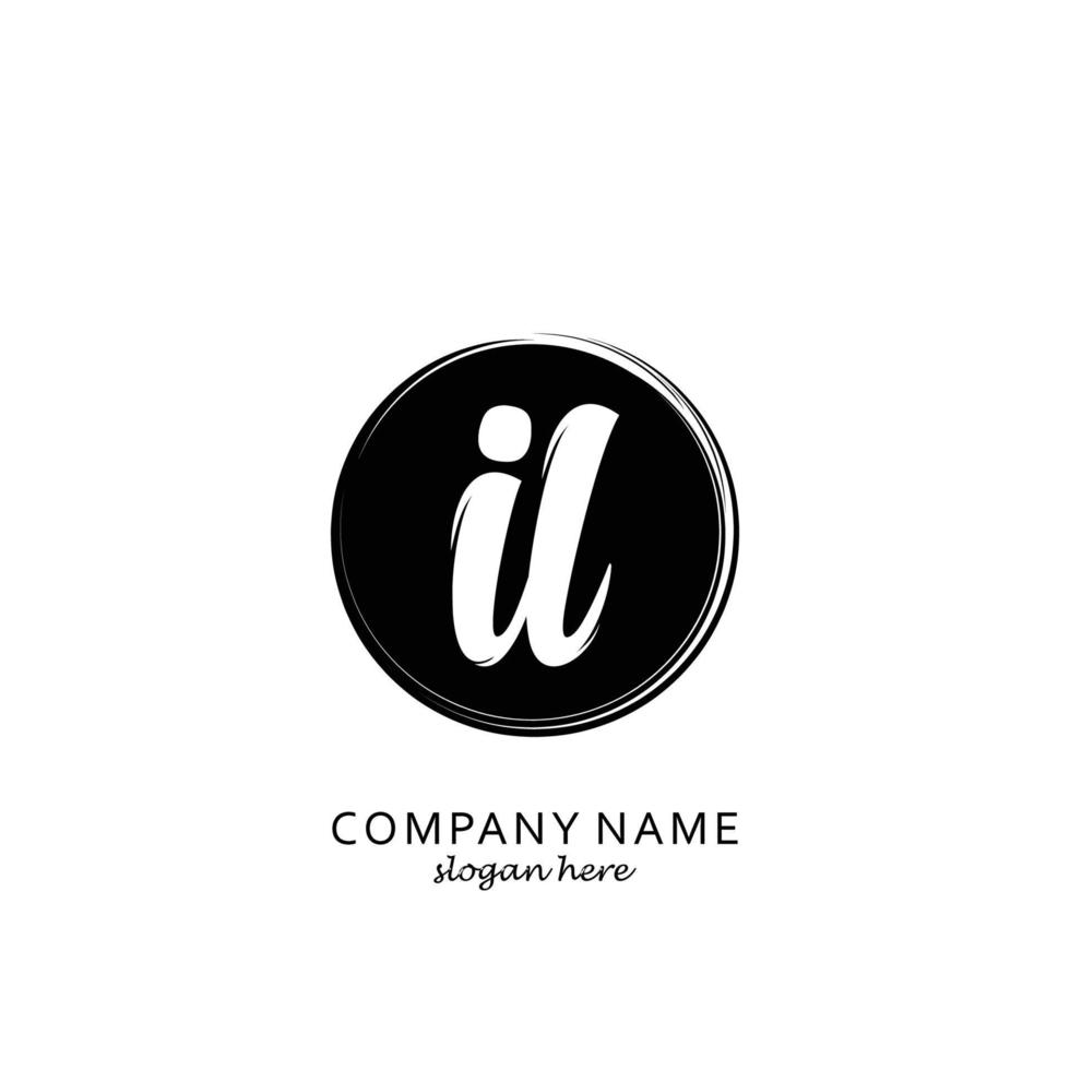 Initial IL with black circle brush logo template vector