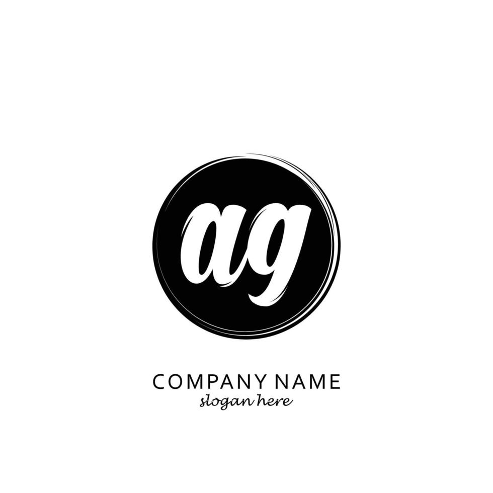 Letter AG with black circle brush logo template vector