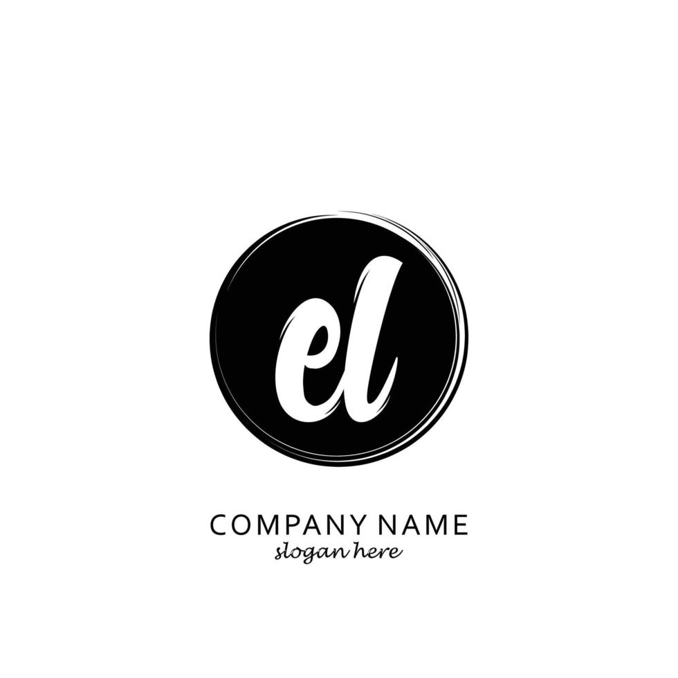 Initial EL with black circle brush logo template vector