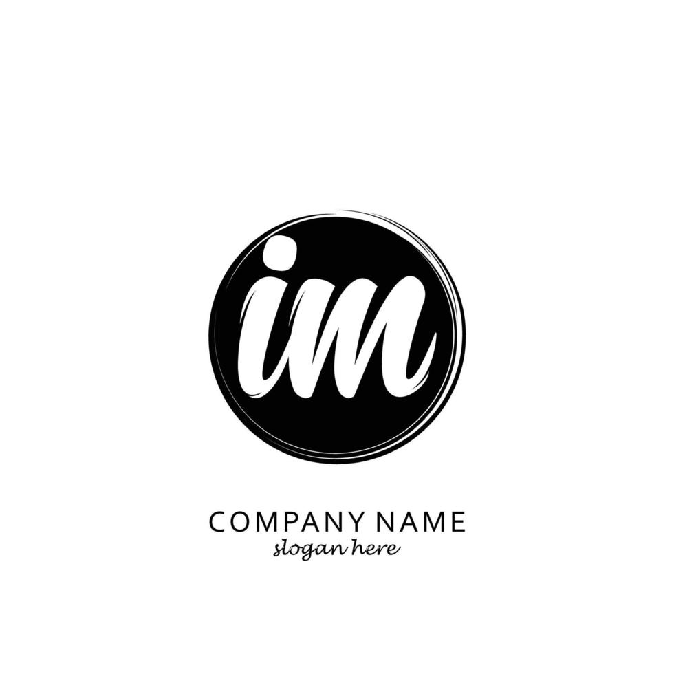 Initial IM with black circle brush logo template vector