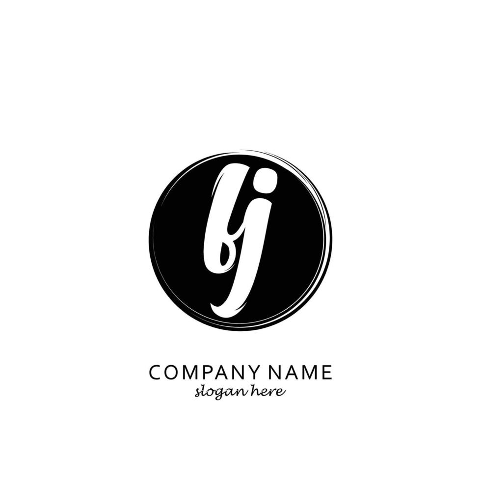 Initial FJ with black circle brush logo template vector