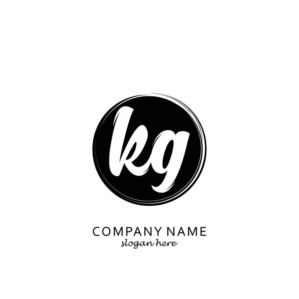 Initial KG with black circle brush logo template vector