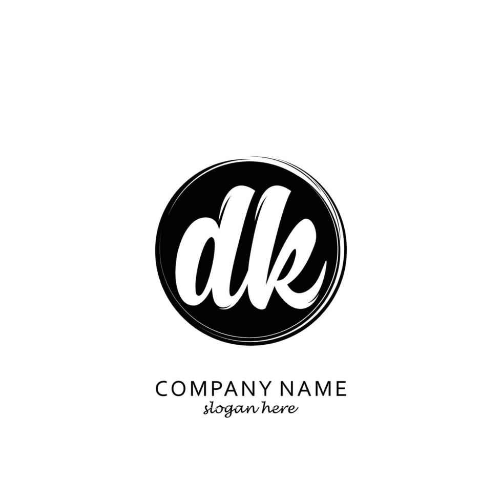 Initial DK with black circle brush logo template vector