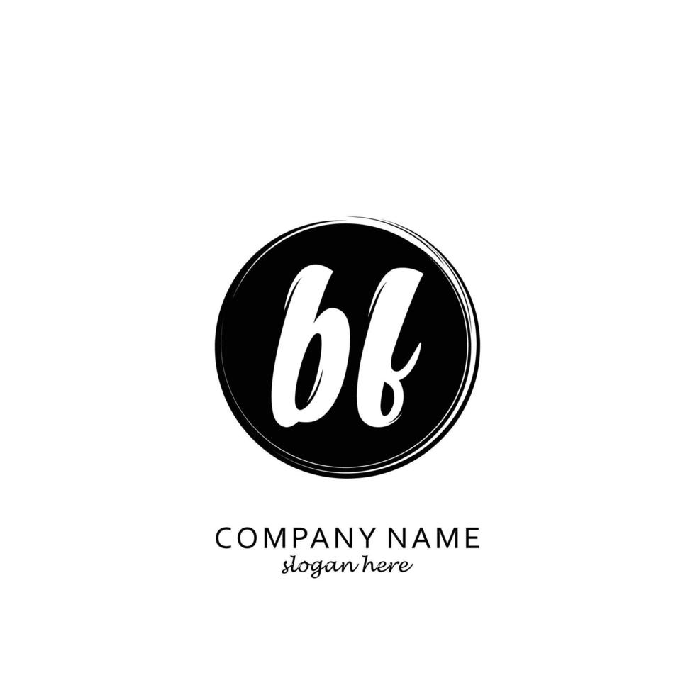 Initial BF with black circle brush logo template vector