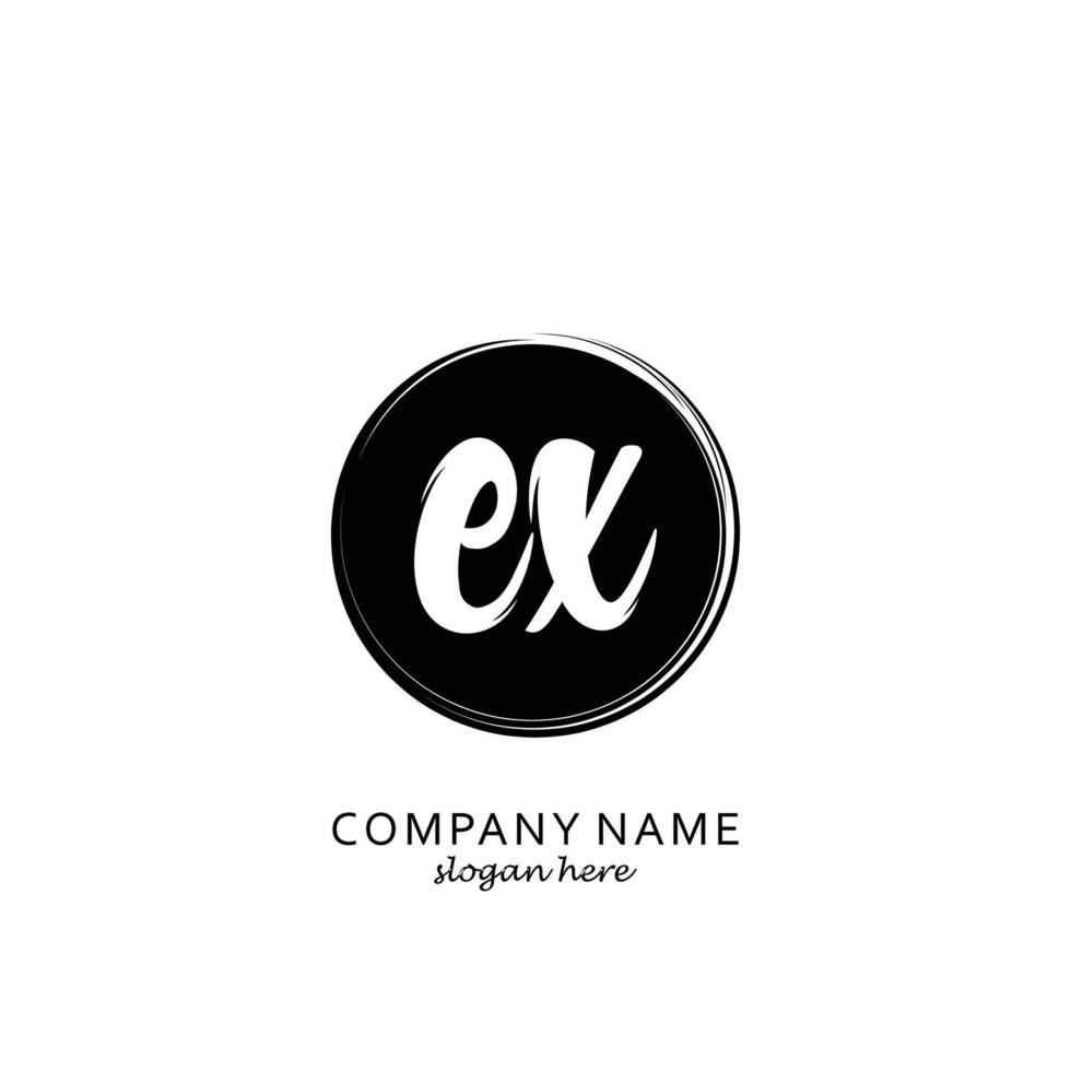 Initial EX with black circle brush logo template vector