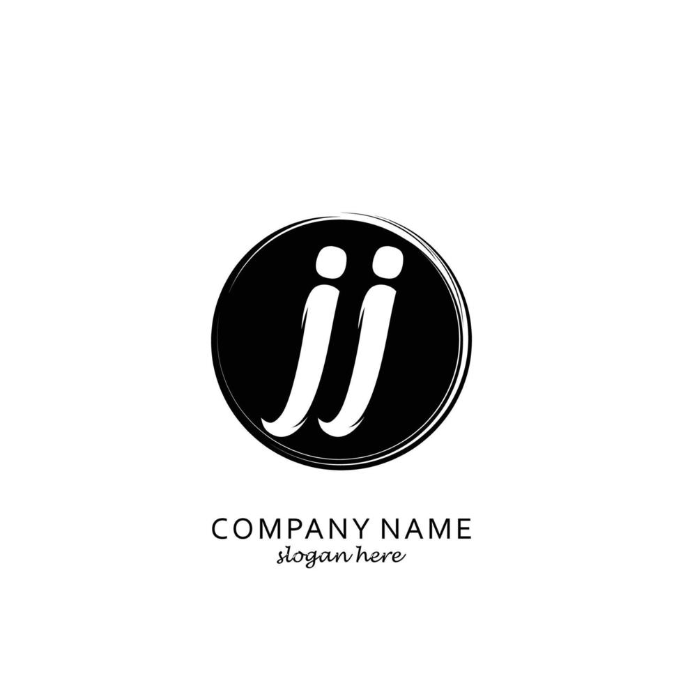 Initial JJ with black circle brush logo template vector