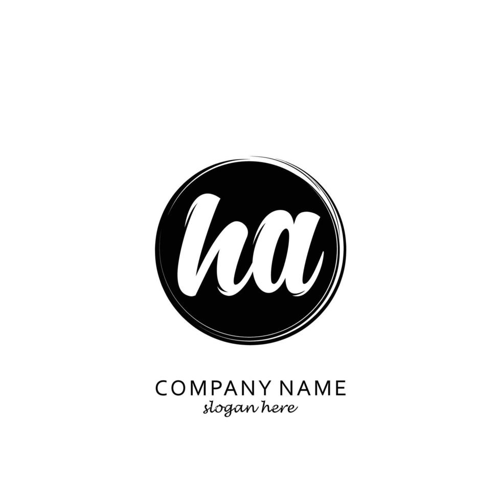 Initial HA with black circle brush logo template vector