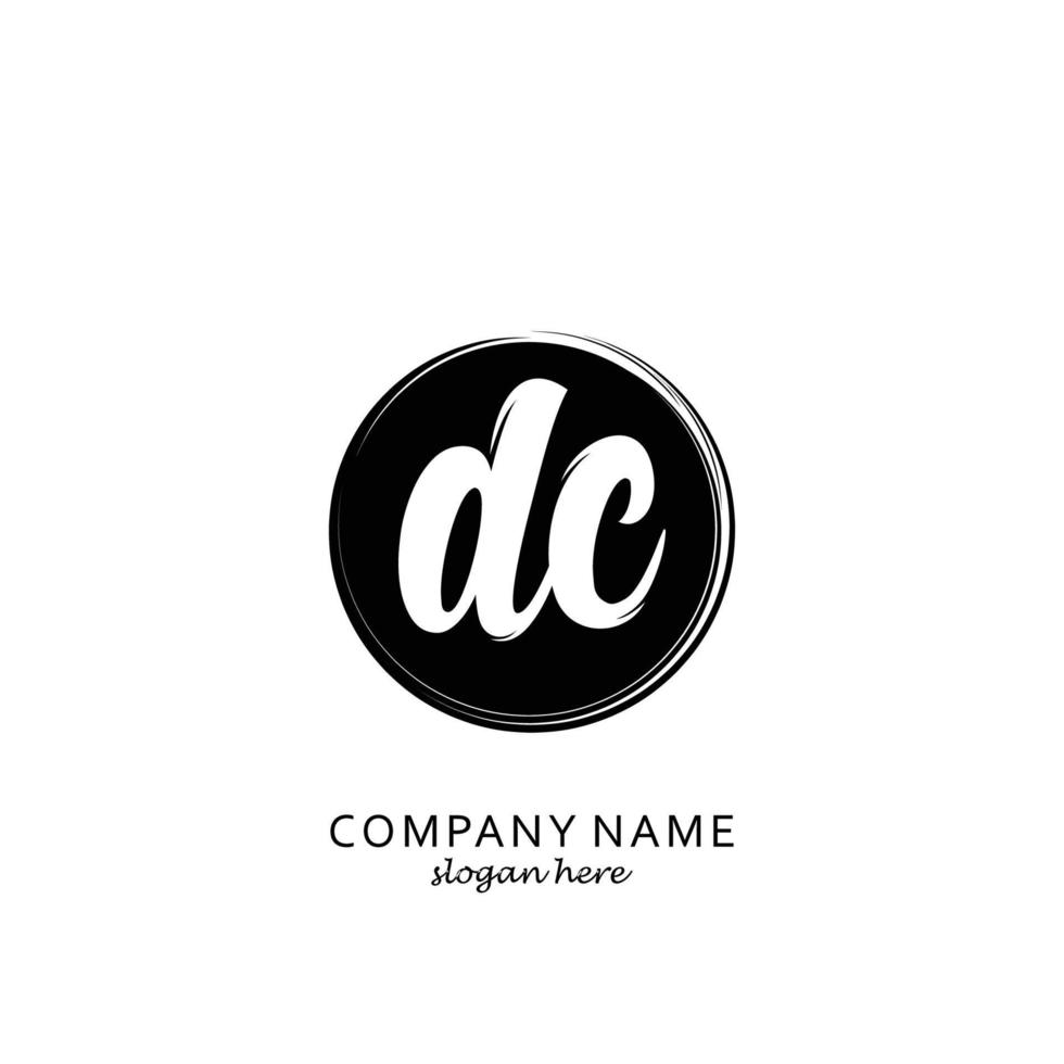 Initial DC with black circle brush logo template vector