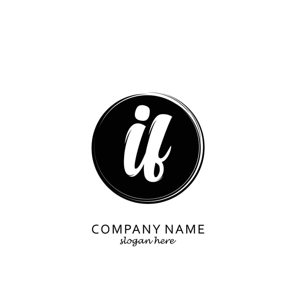 Initial IF with black circle brush logo template vector