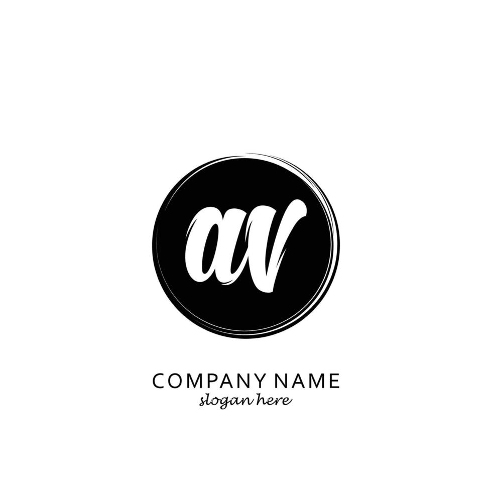 Letter AV with black circle brush logo template vector