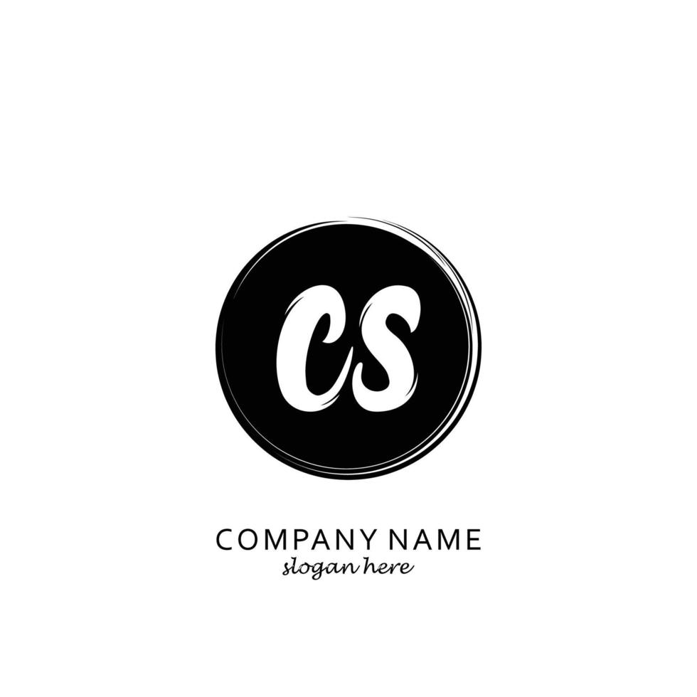 Initial CS with black circle brush logo template vector