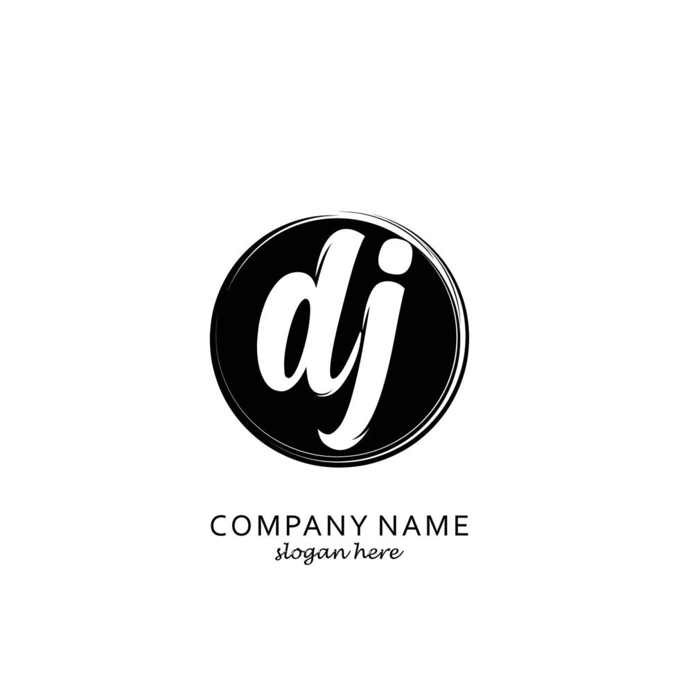 Initial DJ with black circle brush logo template vector