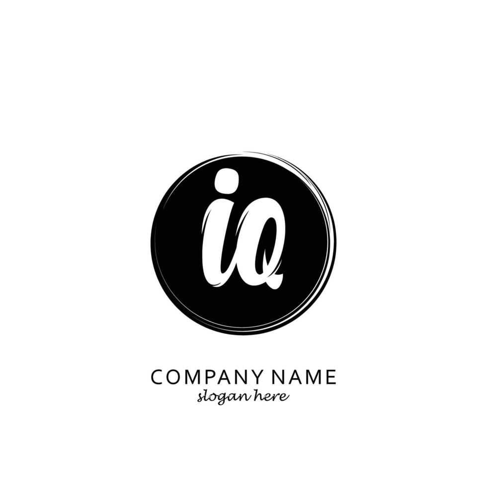 Initial IQ with black circle brush logo template vector