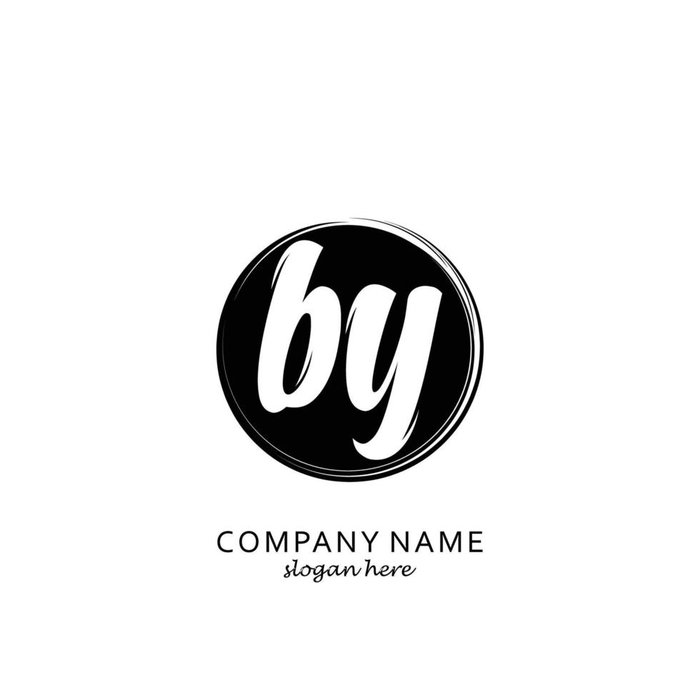 Initial BY with black circle brush logo template vector