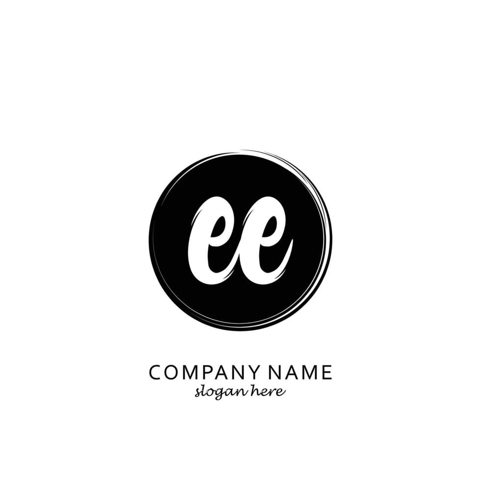 Initial EE with black circle brush logo template vector