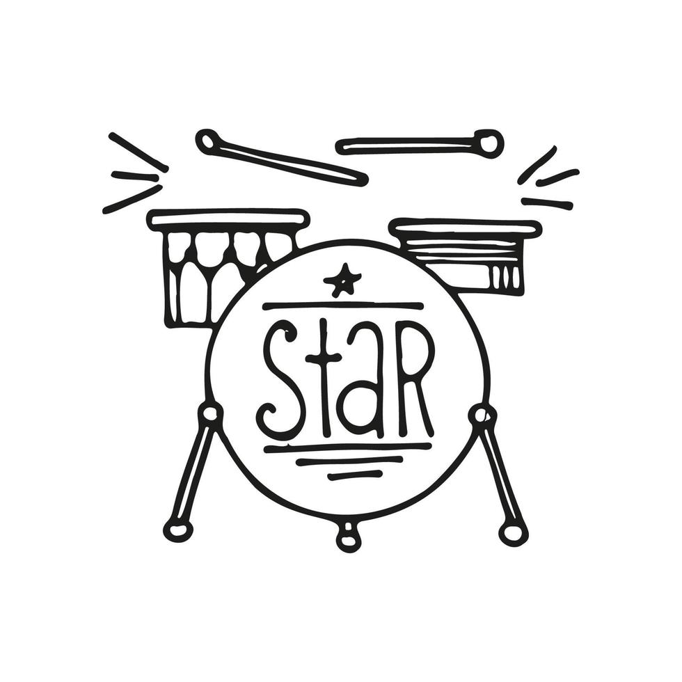 doodle set musical instruments. Vector hand drawn illustration