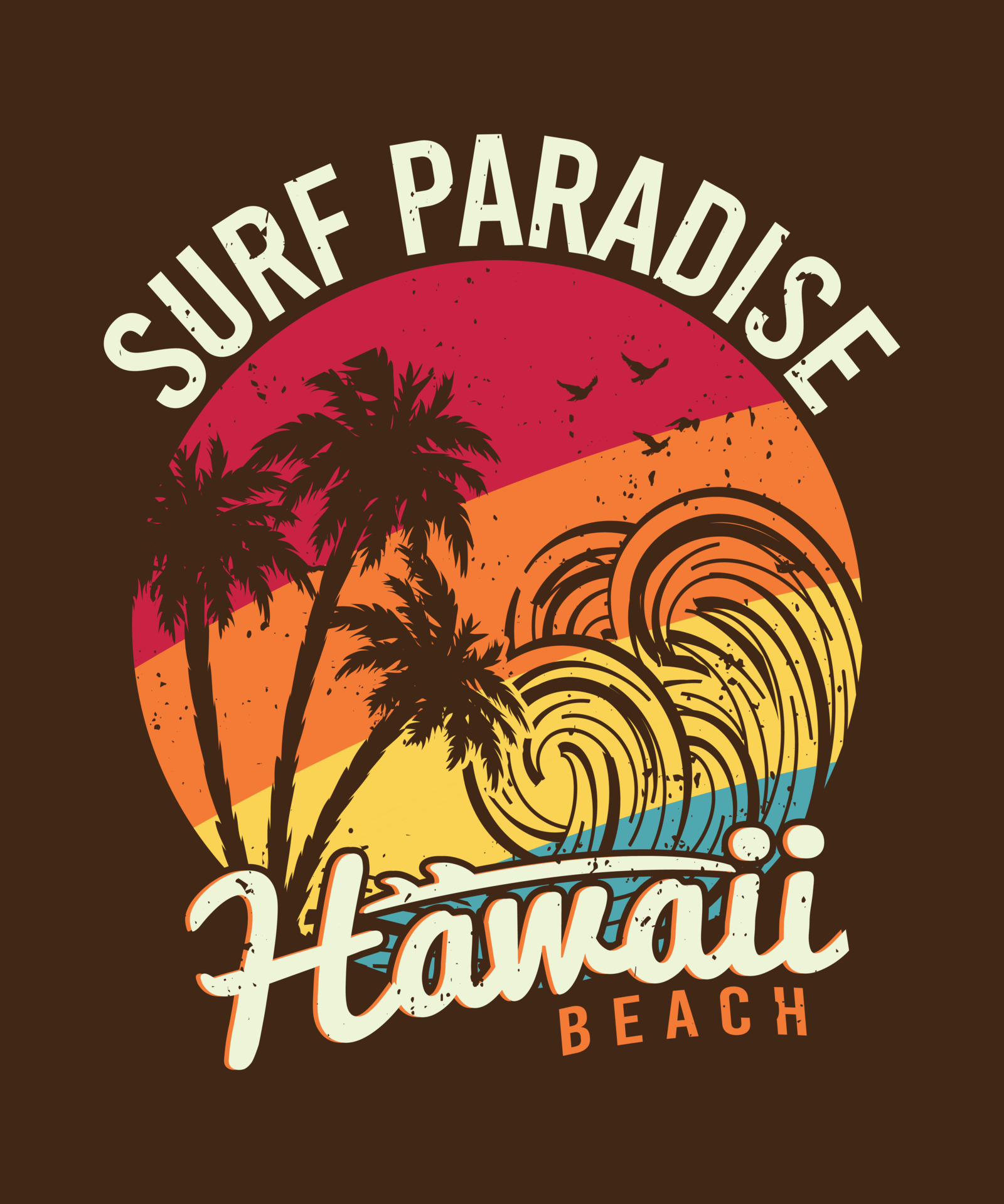 Surf Paradise Hawaii Beach Tshirt Design 11193912 Vector Art at Vecteezy