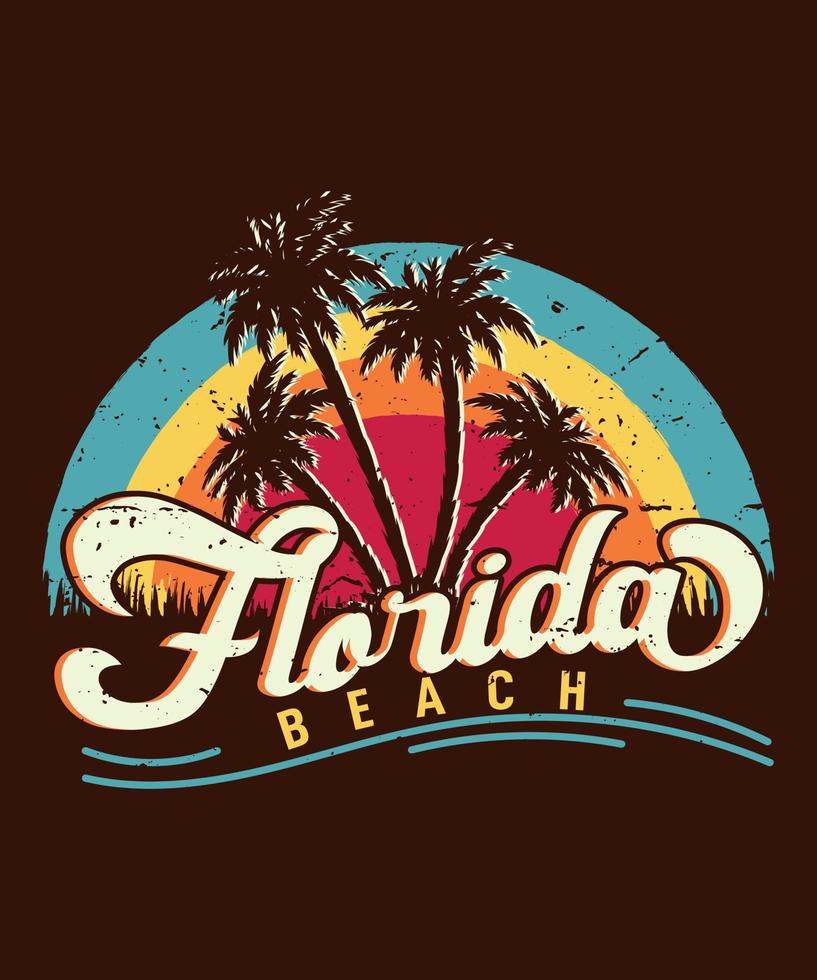 Florida Beach Summer Retro T-shirt Design vector