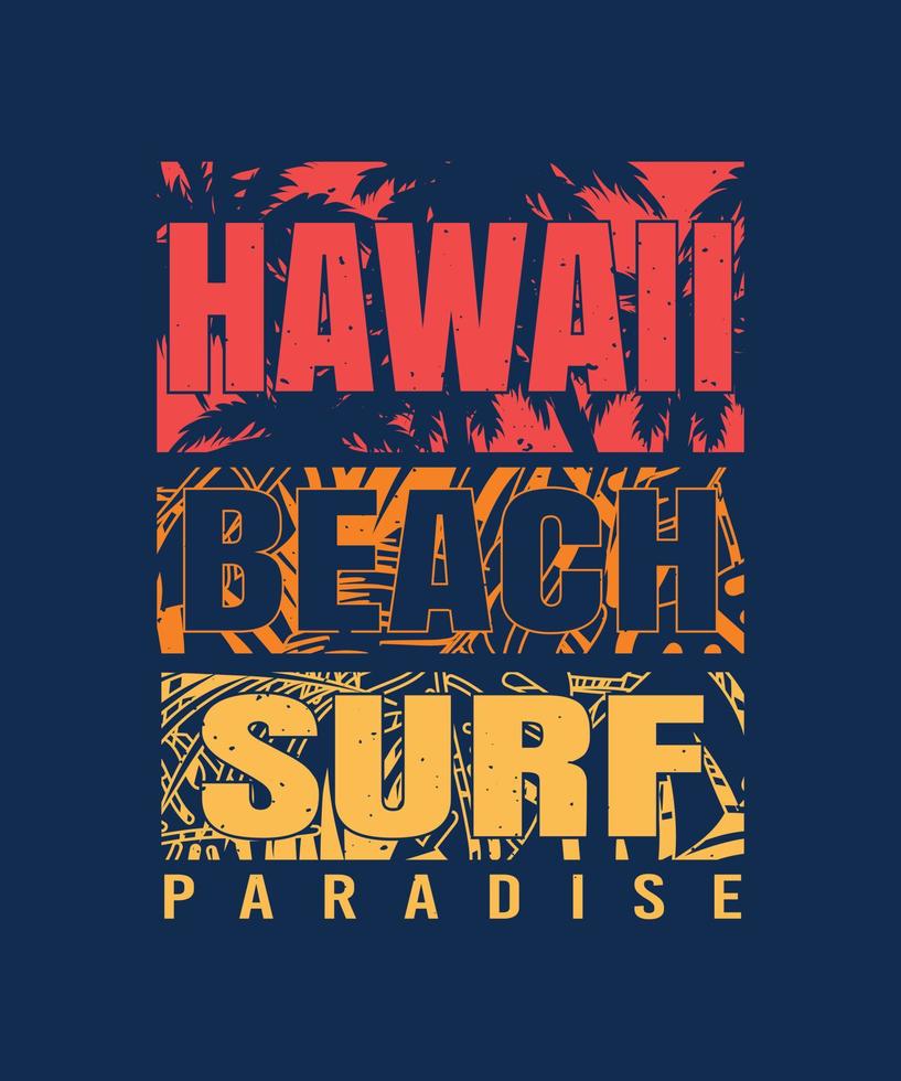 hawaii beach surf paradise diseño de camiseta retro vector