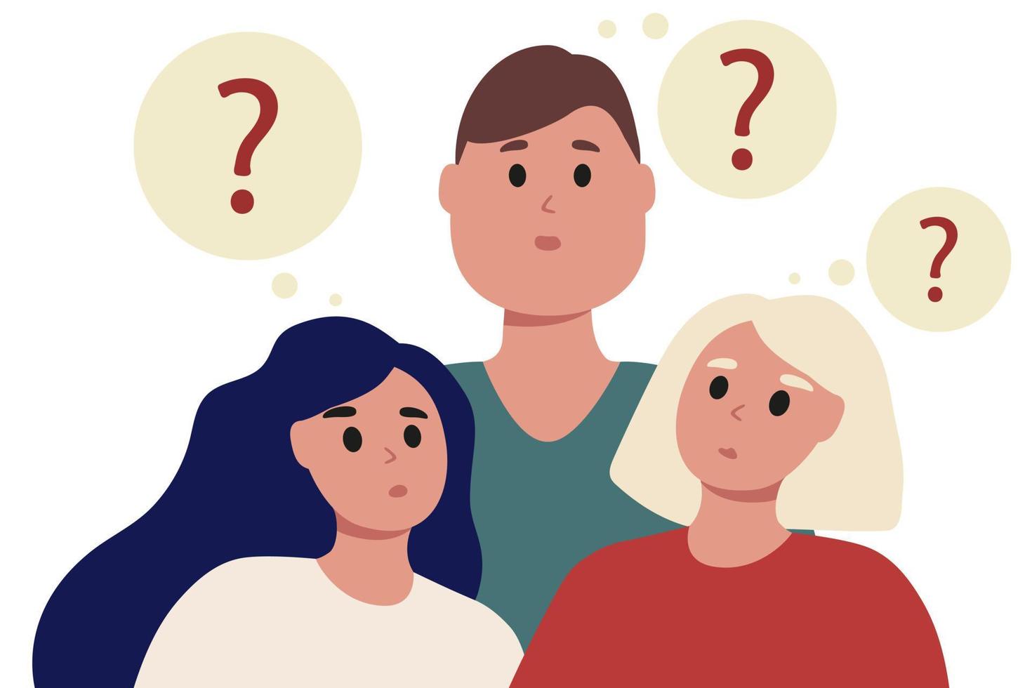 Group of people are wondering. Modern flat style vector