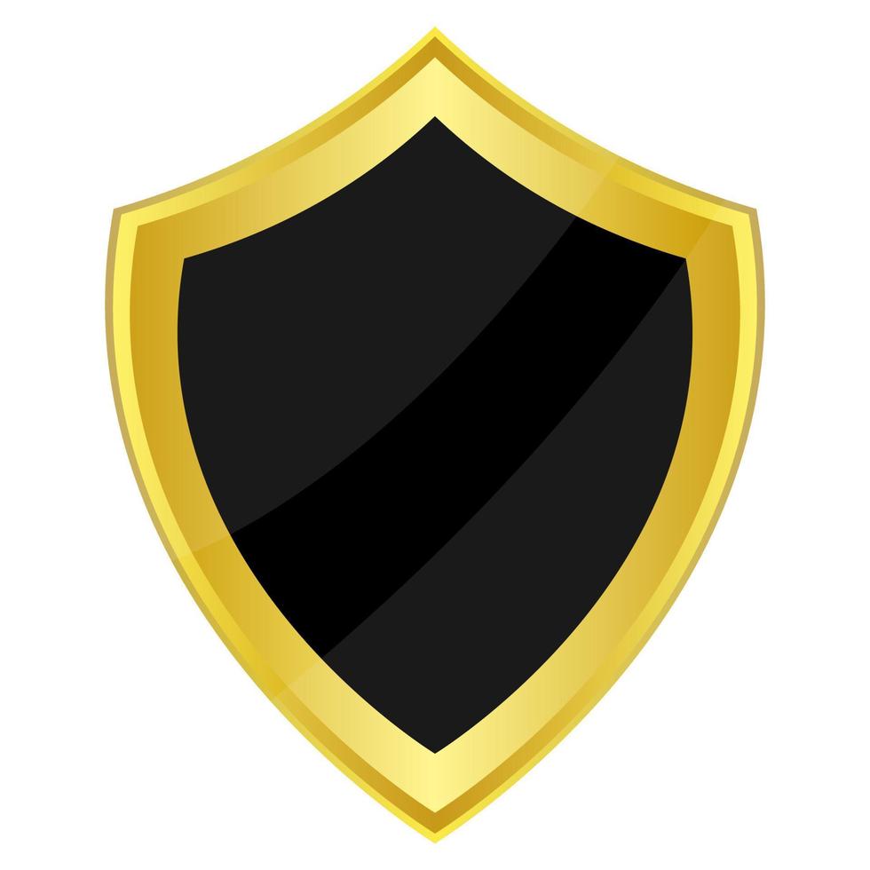 Black shield icon on a white background. Vector illustration