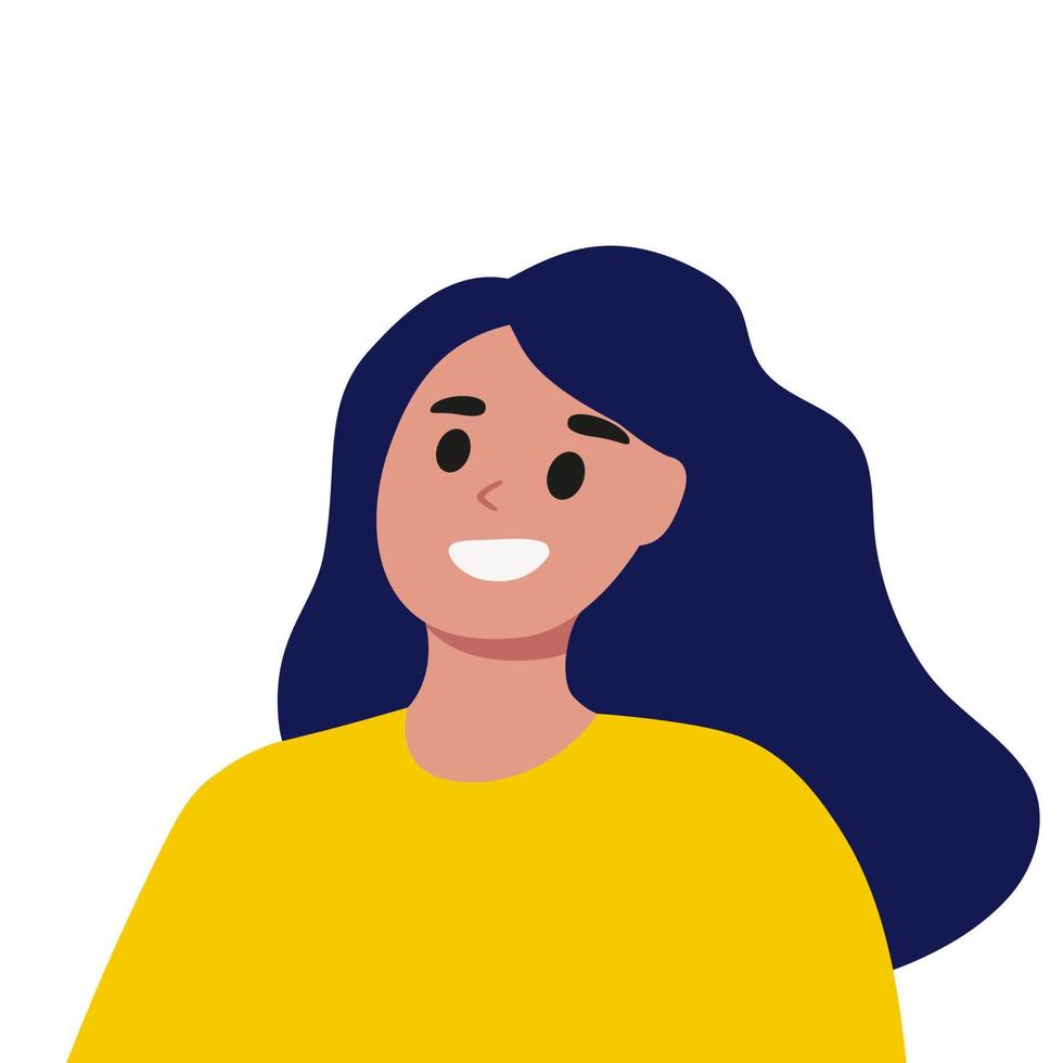 Girl close up. style Flat  vector illustration.