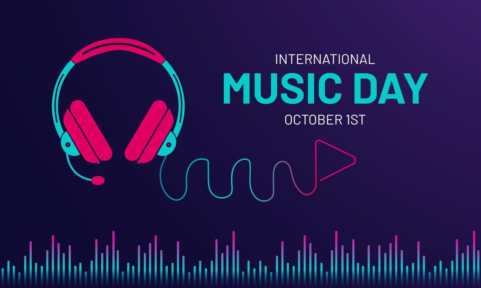 día internacional de la música 1 de octubre banner de ilustración sobre fondo aislado vector