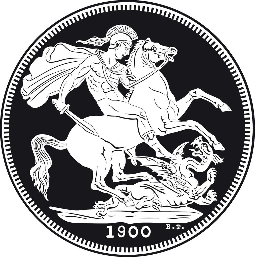england gold sovereign coin year 1900 handmade design vector