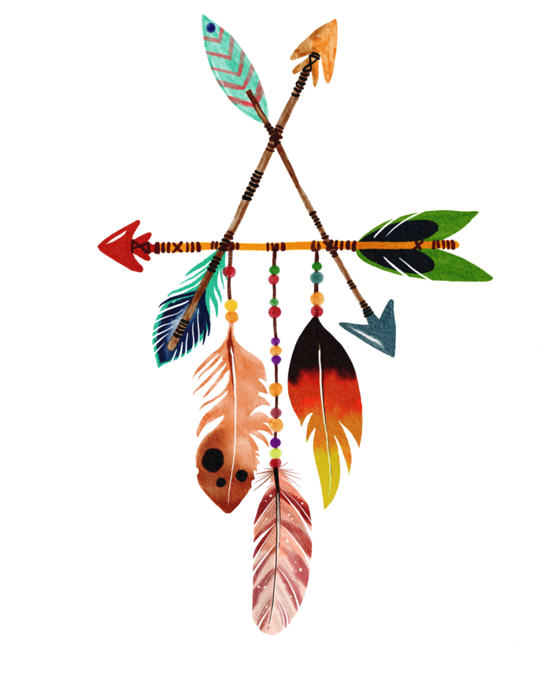 bohemian feather watercolor painted png