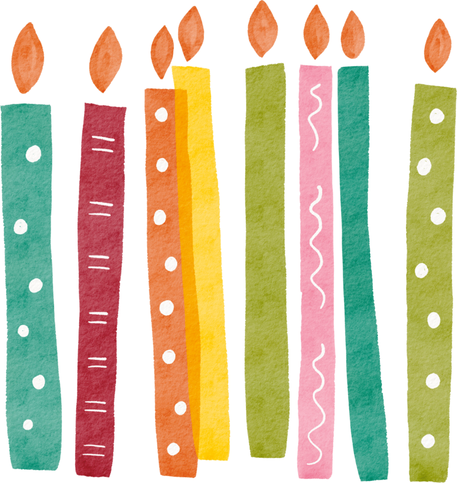 bougie de joyeux anniversaire dessinée à la main aquarelle png