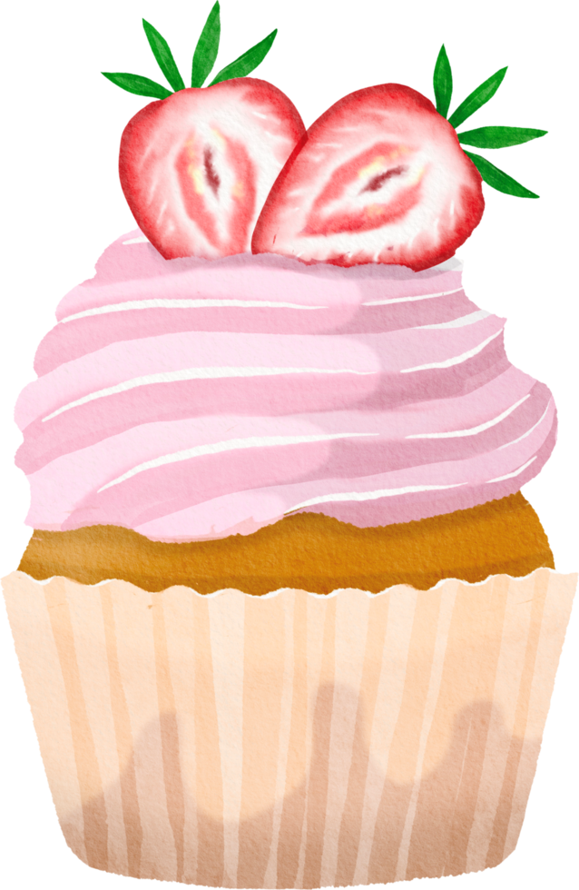 Watercolor cute cupcake png