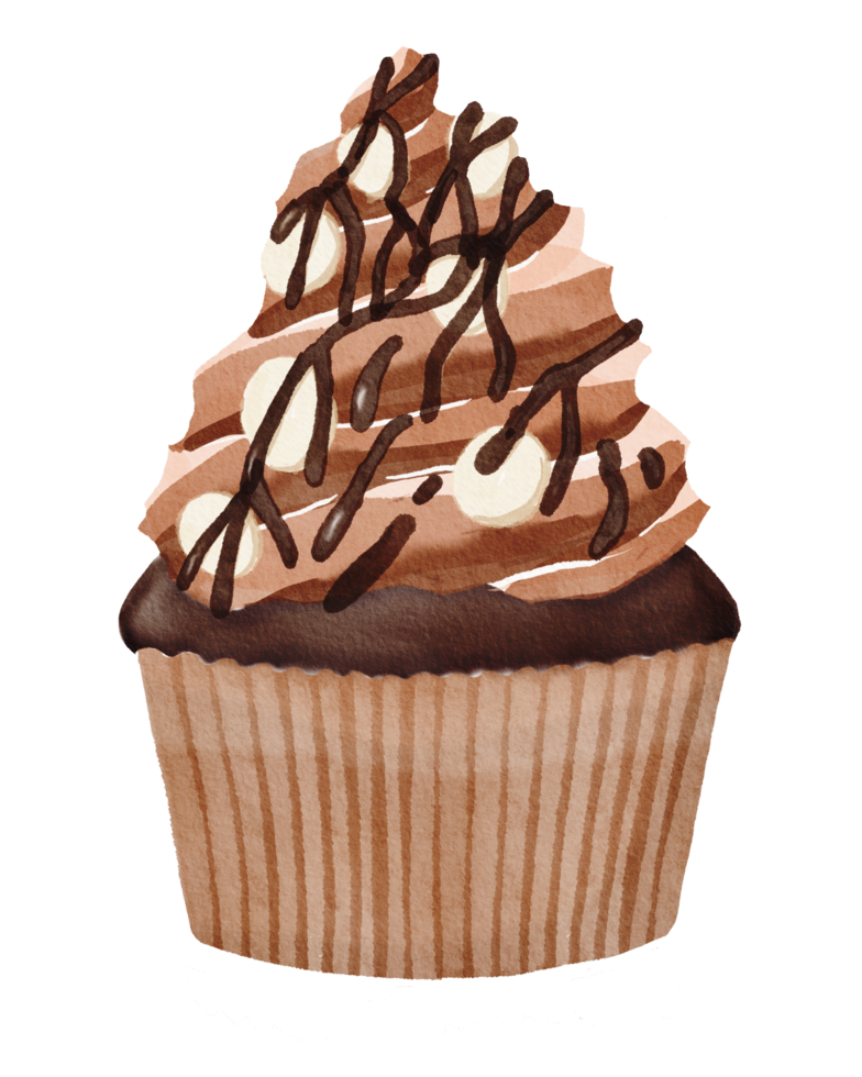 cupcake de chocolate acuarela png