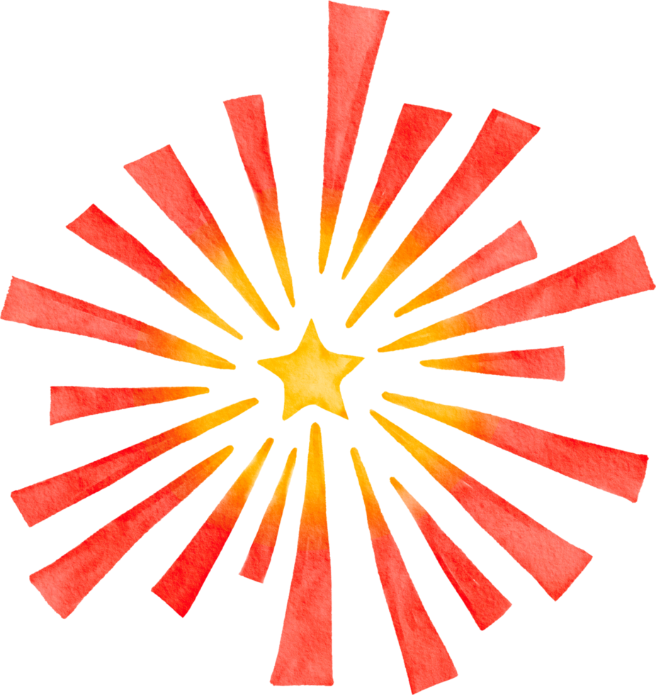 Watercolor painted firework png