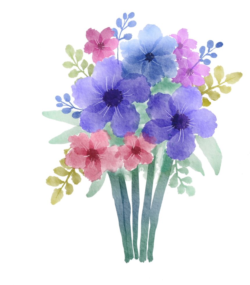 bouquet de fleurs aquarelle png