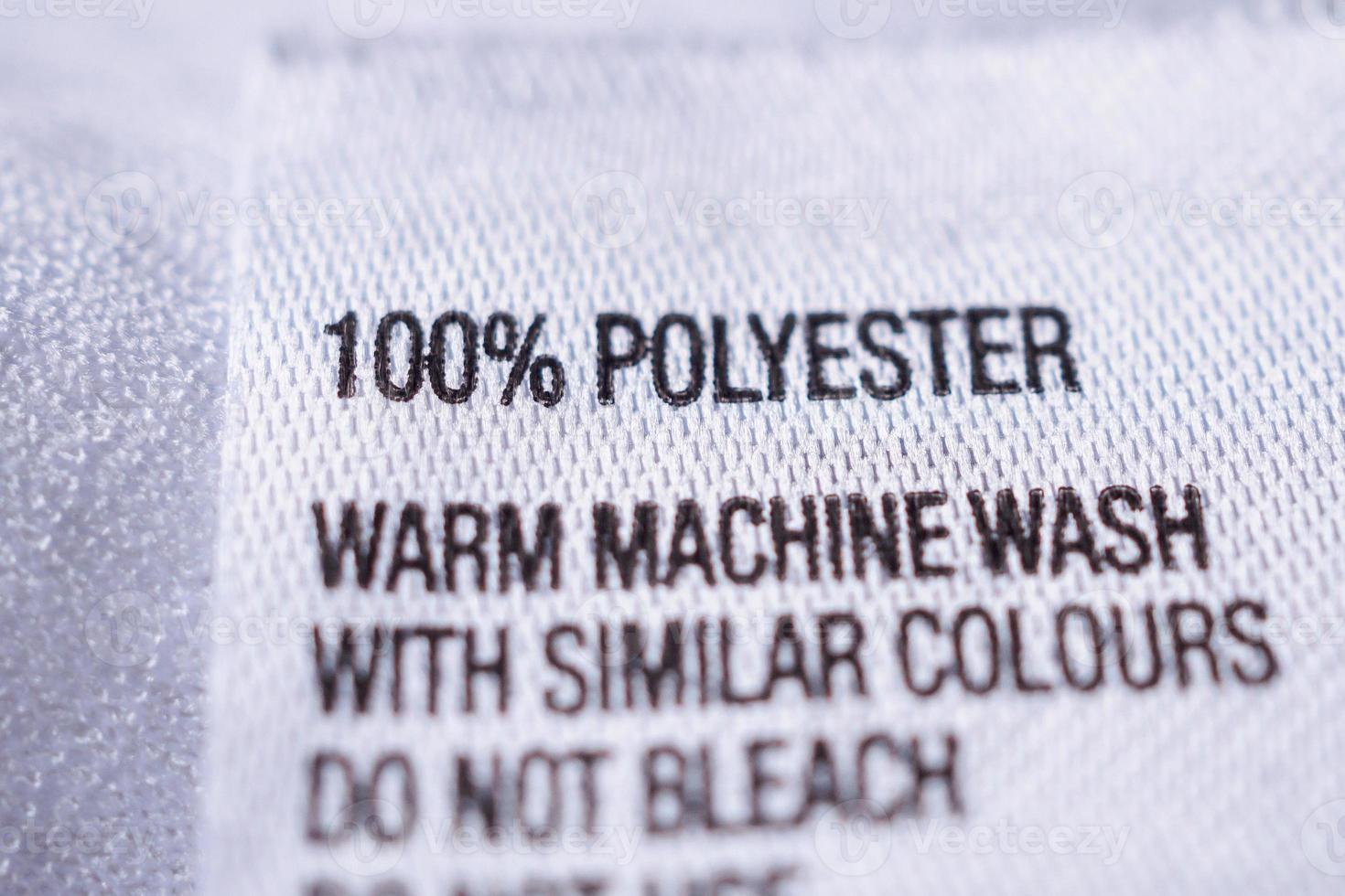 Polyester fabric Clothing label with laundry instructions photo