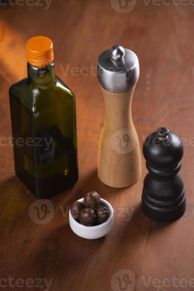 Salt shaker vector design pepper bottle glass container and wooden