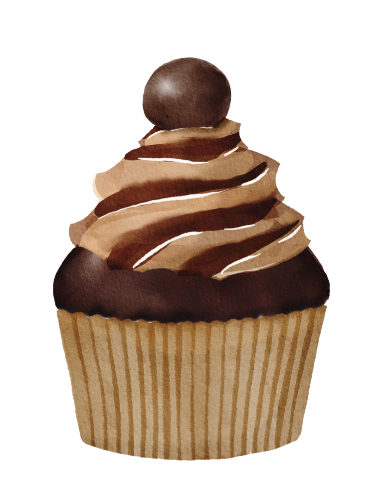 cupcake de chocolate acuarela png